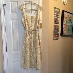NWT Cremieux Yellow Floral and Green Midi Dress - Size 10